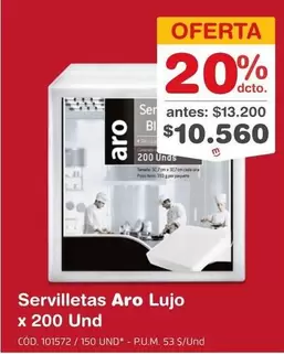 Aro - Servilletas Lujo x 200 Und