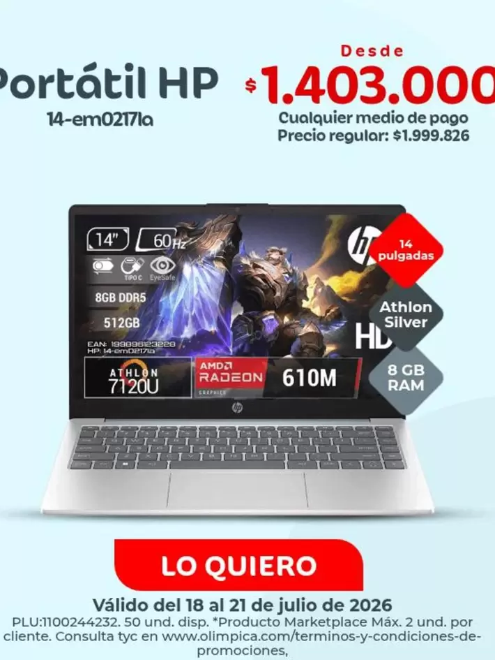HP - Portátil 14-em0217la