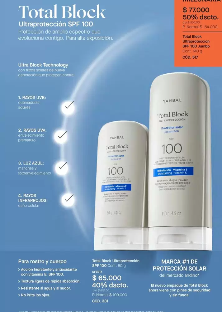 Yanbal - Total Block Ultraprotección SPF 100