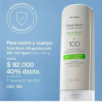 Yanbal - Total Block Ultraprotección SPF 100 Sport