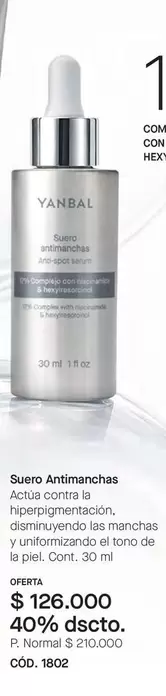 Yanbal - Suero Antimanchanas