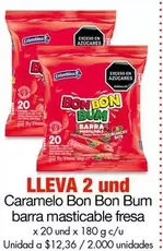 Bon Bon bum - Caramelo Bon Bon Bum barra masticable fresa