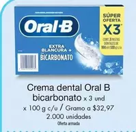 Oral B - Crema dental bicarbonato x 3 und