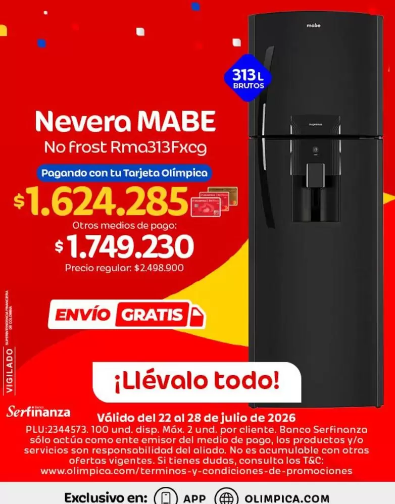 Mabe - Nevera MABE No Frost Rma313Fxcg