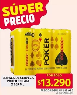 SIXPACK DE CERVEZA POKER EN LATA