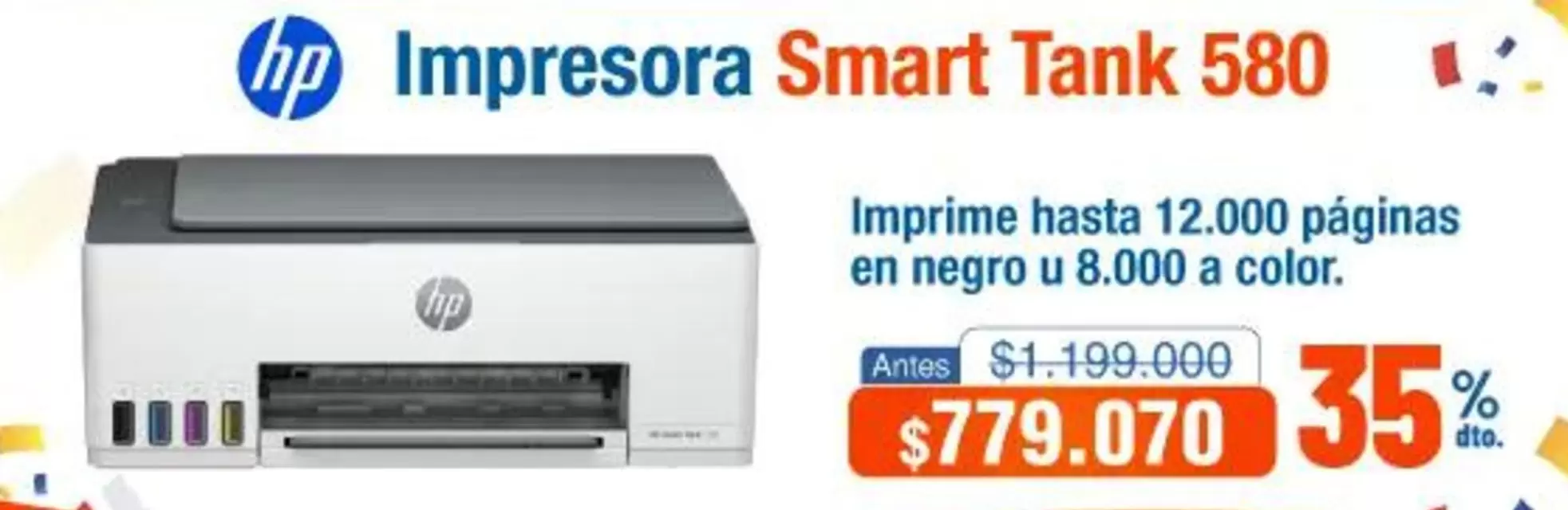 HP - Impresora Smart Tank 580