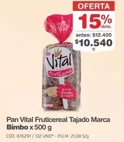 Bimbo - Pan Vital Fruticereal Tajado