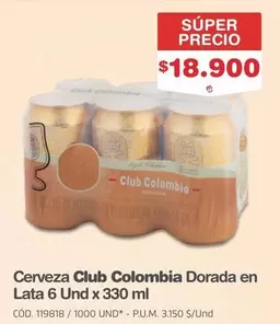 Club Colombia - Cerveza Dorada Lata 6 Und x 330 ml