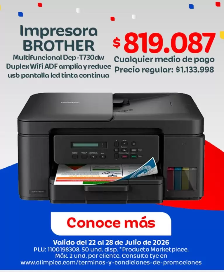 Brother - Impresora Multifuncional DCP-T720DW
