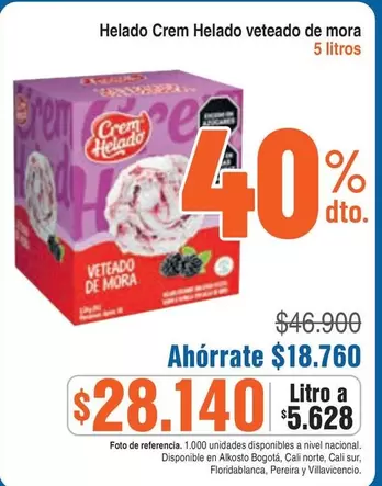 Crem Helado - Helado veteado de mora