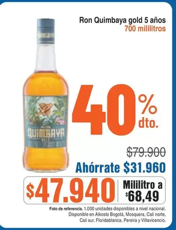 Gold - Ron Quimbaya gold 5 años