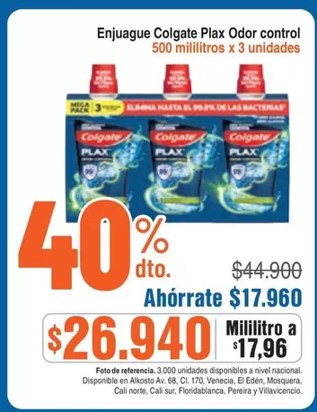 Colgate - Enjuague Plax Odor control