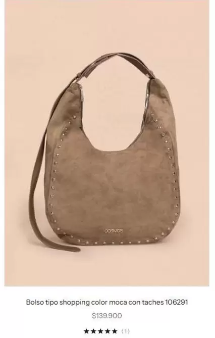 Bolso tipo shopping color moca con taches 106291