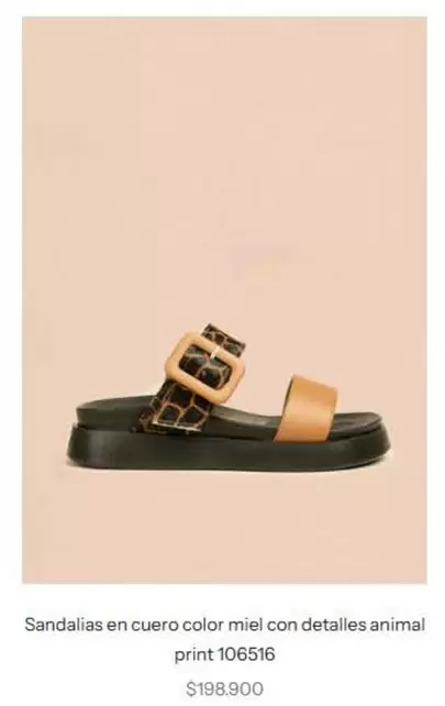 Sandalias en cuero color miel con detalles animal print 106516