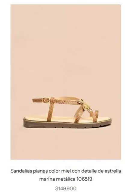 Marina - Sandalias planas con detalle de estrella marina metálica 106519