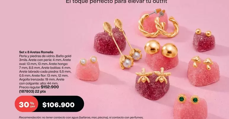 Rosen - Set 8 Anillos Rosette (anillo corazón, anillo margarita, anillo 3 hileras) Código 2610670