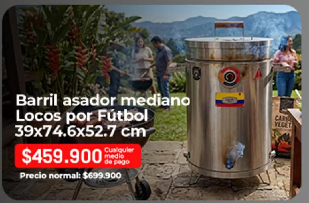 Pago - Barril asador mediano Locos por Fútbol