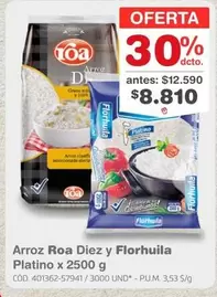 Florhuila - Arroz Roa Diez y  Platino x 2500 g