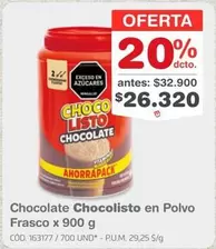 Chocolisto - Chocolate  en Polvo Frasco x 900 g