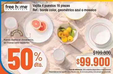 Free Home - Vajilla 4 puestos 16 piezas