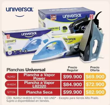 Universal - Plancha a Vapor Power, Plancha a Vapor LB2320, Plancha Seca