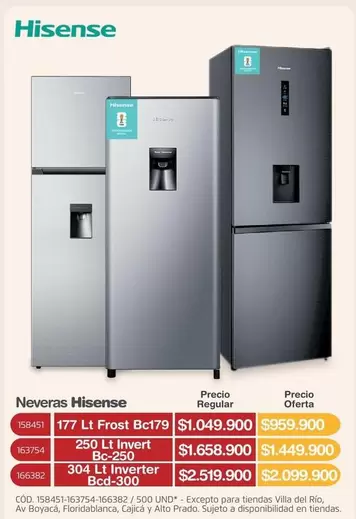 Hisense - Neveras Frost Bc179, Frost Bc-250, Frost Inverter Bcd-300