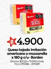 Queso tajado imitación americano o mozzarella