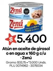 Zenú - Atún en aceite de girasol o en agua x 160 g c/u