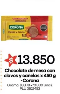 Corona - Chocolate de mesa con clavos y canelas x 450 g