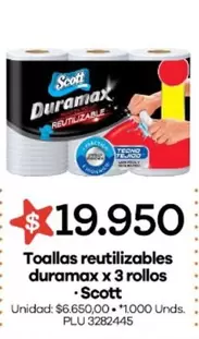 Scott - Toallas reutilizables duramax x 3 rollos