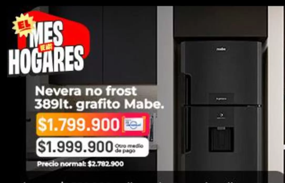 Mabe - Nevera no frost 389lt. grafito
