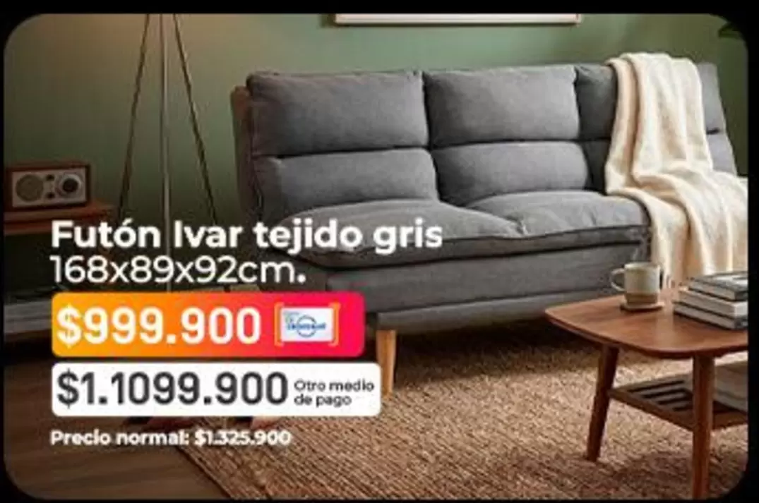 Futón Ivar tejido gris