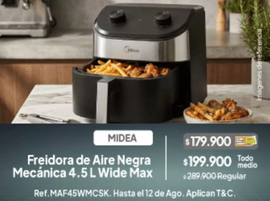 Max - Freidora de Aire Negra Mecánica 4.5 L Wide  Ref. MAF45WMCK