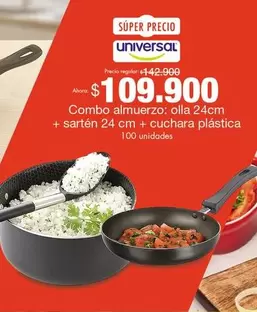 Universal - Combo Almuerzo/Olla + Sartén + Cuchara Plastica