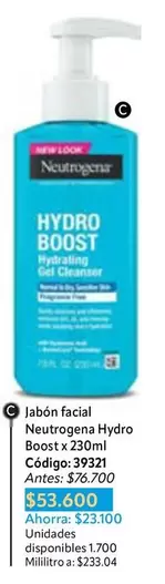 Neutrogena - Jabón facial Hydro Boost x 230ml