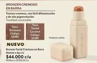 Textura - Bronzer Facial Cremoso en Barra Atenea x 6g