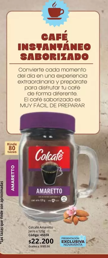 Colcafe - CAFÉ INSTANTÁNEO SABORIZADO AMARETTO