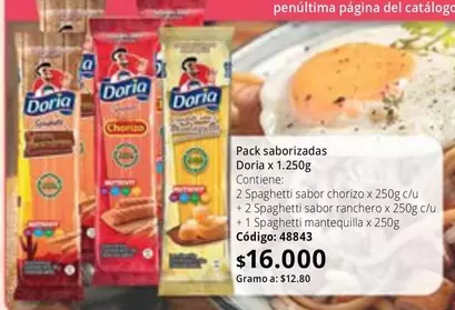 Doria - Spaghetti sabor chorizo x 250g c/u + 2 Spaghetti sabor ranchero x 250g c/u + 1 Spaghetti mantequilla x 250g