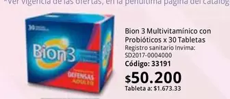 Bion3 - Bion 3 Multivitamínico con Probióticos x 30 Tabletas