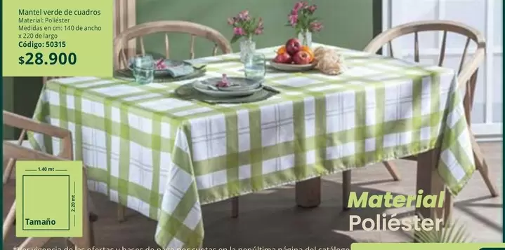 Mantel verde de cuadros