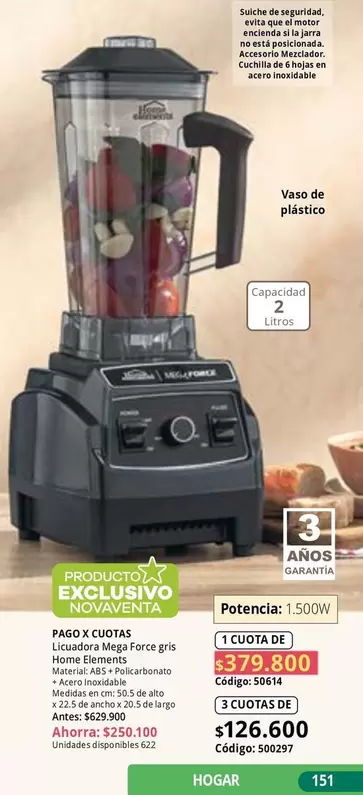 Home Elements - Licuadora Mega Force pro