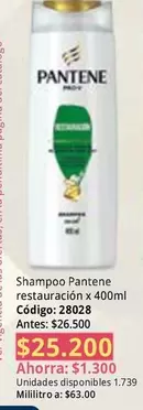 Pantene - Shampoo restauraci ilde{A}^{3}n x 400ml C ilde{A}^{3}digo: 28028