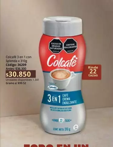 Splenda - Colcafé 3 en 1 con