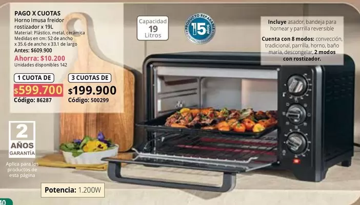 Oster - Horno Eléctrico Freidor