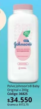 Johnson's - Polvo johnson's® Baby Original x 200g Código: 36825