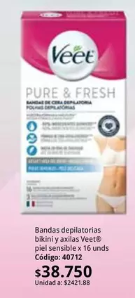 Veet - Bandas depilatorias bikini y axilas piel sensible x 16 unds Código: 40712