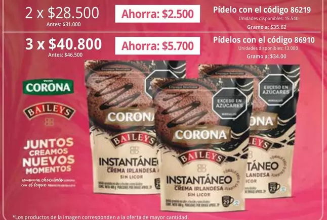Baileys - INSTANTÁNEO CREMA IRLANDESA SIN LICOR