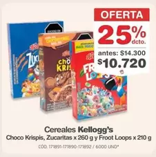 Kellogg's - Cereales  Choco Krispis, Zucaritas, Froot Loops