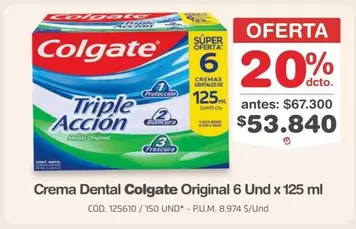 Colgate - Crema Dental Triple Acción Original 6 Und x 125 ml