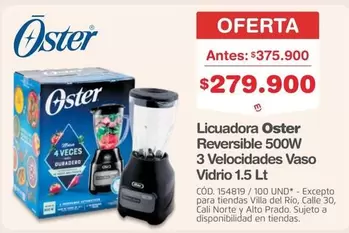 Oster - Licuadora Reversible 500W 3 Velocidades Vaso Vidrio 1.5 Lt